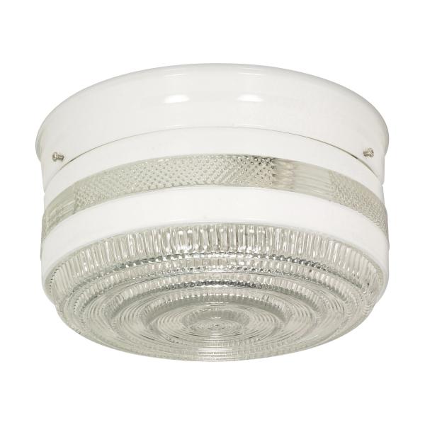 2 Light - 10" - Flush Mount - Large Crystal / White Drum - White Finish