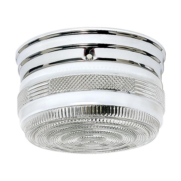 2 Light - 8" - Flush Mount - Medium Crystal / White Drum - Polished Chrome Finish