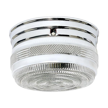 2 Light - 8" - Flush Mount - Medium Crystal / White Drum - Polished Chrome Finish