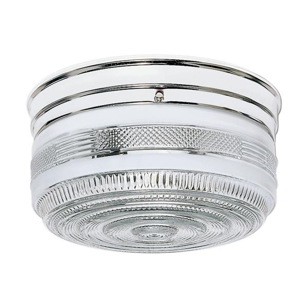 2 Light - 10" - Flush Mount - Large Crystal / White Drum - Polished Chrome Finish