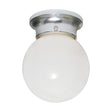 1 Light - 8" - Ceiling Fixture - White Ball - Polished Chrome Finish