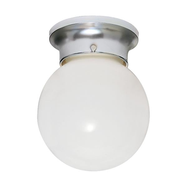 1 Light - 8" - Ceiling Fixture - White Ball - Polished Chrome Finish
