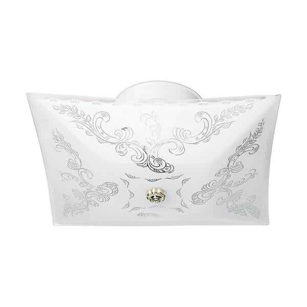 2 Light - 12" - Ceiling Fixture - Square Floral - White Finish