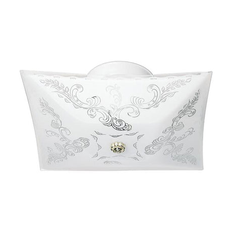 2 Light - 12" - Ceiling Fixture - Square Floral - White Finish