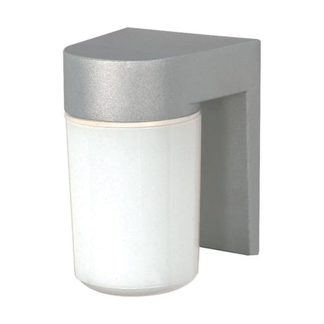 1 Light - 8" - Utility - Wall Mount - With White Glass Cylinder - Satin Aluminum Finish