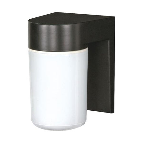 1 Light - 8" - Utility - Wall Mount - With White Glass Cylinder - Black Finish