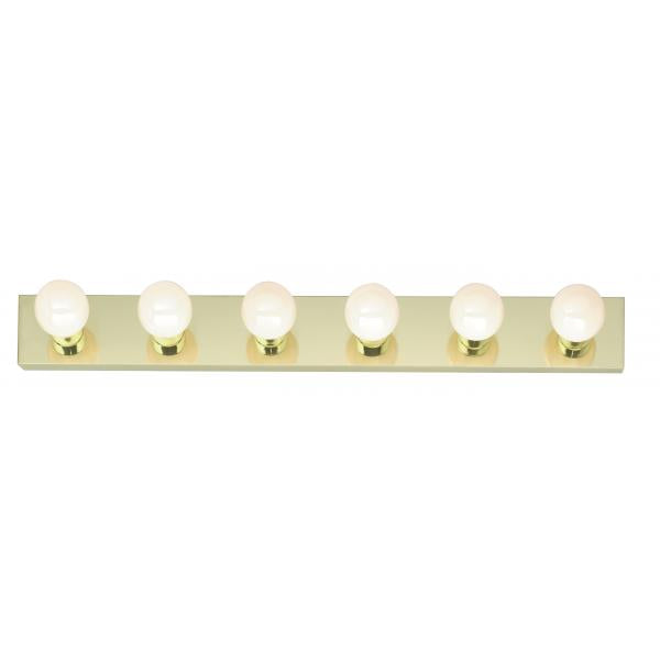 6 Light - 36" - Vanity - Strip - Polished Brass Finish