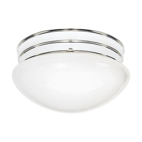2 Light - 10" - Flush Mount - Medium White Mushroom - Polished Chrome Finish