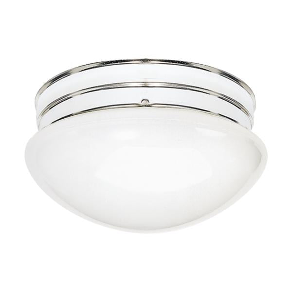 2 Light - 10" - Flush Mount - Medium White Mushroom - Polished Chrome Finish