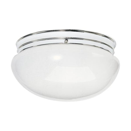 2 Light - 12" - Flush Mount - Large White Mushroom - Polished Chrome Finish