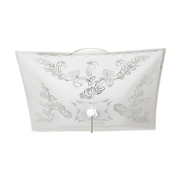 2 Light - 12" - Ceiling Fixture - Square Floral / with Pull Chain - White Finish