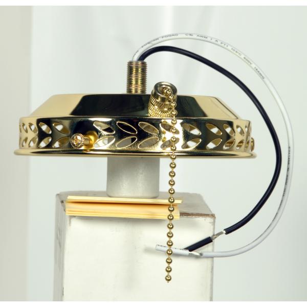 4" Wired Fan Light Holder With On-Off Pull Chain And Intermediate Socket - White Finish