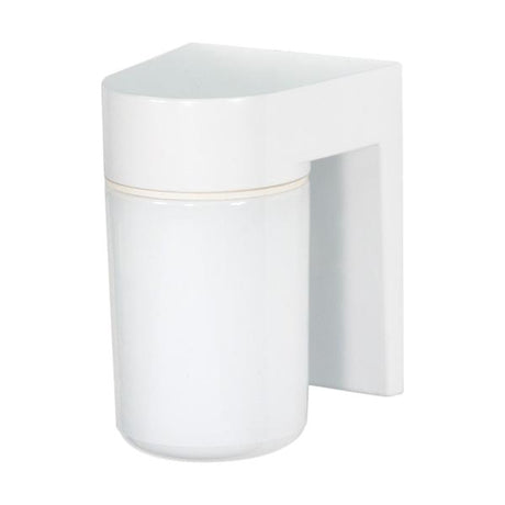 1 Light - 8" - Utility - Wall Mount - With White Glass Cylinder - White Finish