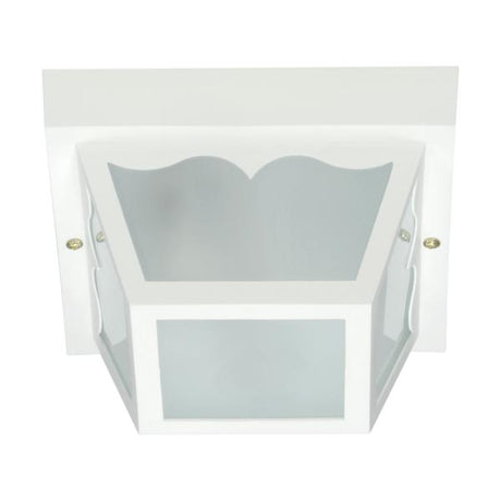 1 Light - 8" - Carport Flush Mount - With Frosted Acrylic Panels - White Finish