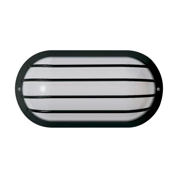 1 Light - 10" - Oval Cage Wall Fixture - Polysynthetic Body & Lens - Black Finish