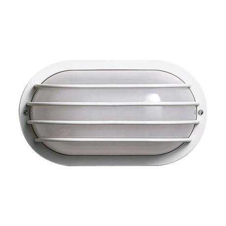 1 Light - 10" - Oval Cage Wall Fixture - Polysynthetic Body & Lens - White Finish