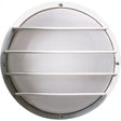 1 Light - 10" - Round Cage Wall Fixture - Polysynthetic Body & Lens - White Finish