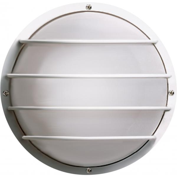 1 Light - 10" - Round Cage Wall Fixture - Polysynthetic Body & Lens - White Finish