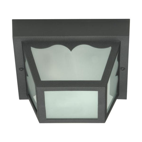 1 Light - 8" - Carport Flush Mount - With Frosted Acrylic Panels - Black Finish