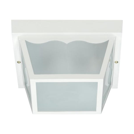 2 Light - 10" - Carport Flush Mount - With Frosted Acrylic Panels - White Finish