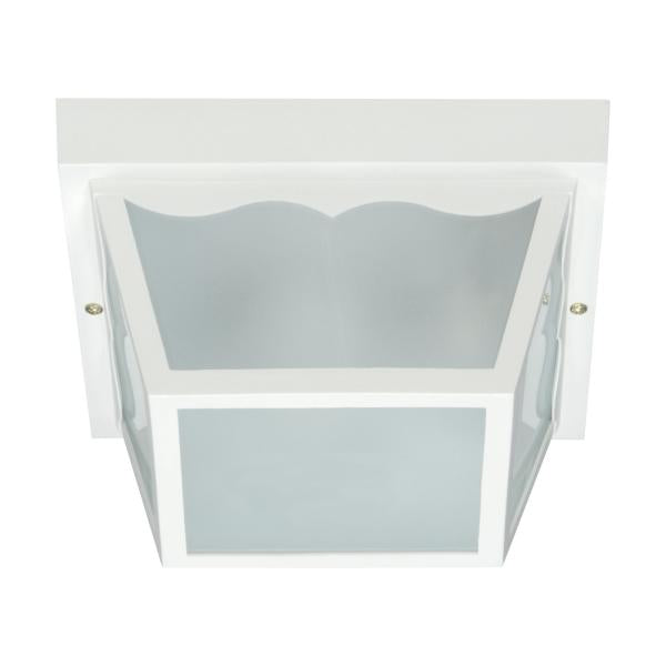 2 Light - 10" - Carport Flush Mount - With Frosted Acrylic Panels - White Finish