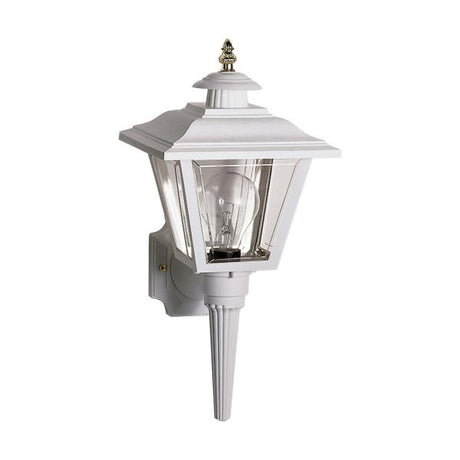 1 Light - 17'' Coach Lantern with Finial - Beveled Acrylic Panels - White Finish