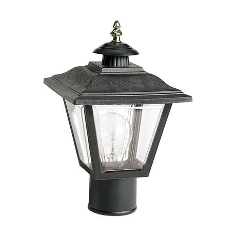 1 Light - 13'' Coach Post Top Lantern with Finial - Beveled Acrylic Panels - Black Finish