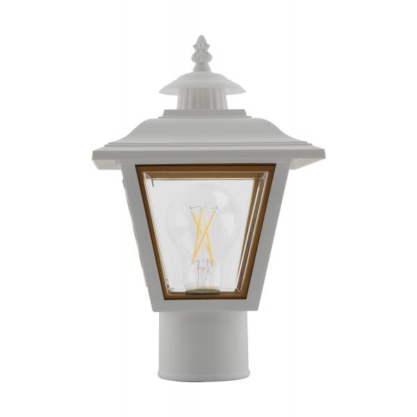 1 Light - 13'' Coach Post Top Lantern with Finial - Beveled Acrylic Panels - White Finish