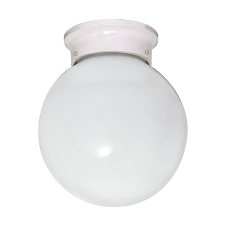 1 Light - 8" Flush White Glass - White Finish