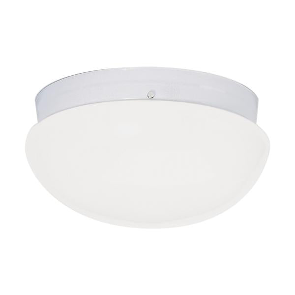 2 Light - 12" Flush with White Glass - White Finish