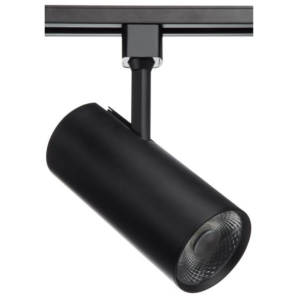 30 Watt - LED Commercial Track Head - Black - Cylinder - 24 Degree Beam Angle