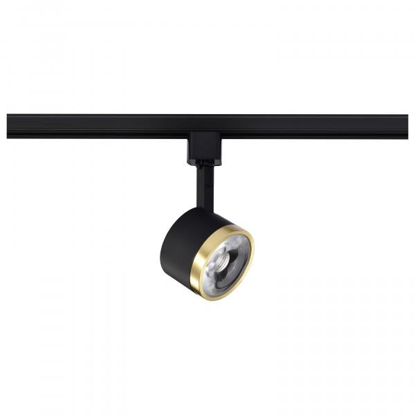 12 Watt LED Track Head - Round - 3000K - Matte Black and Brushed Brass Finish