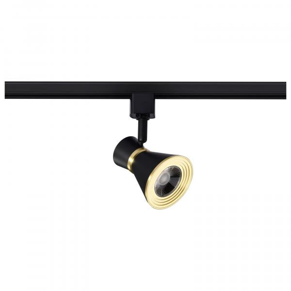 12 Watt LED Cinch Track Head - 3000K - Matte Black and Brushed Brass Finish