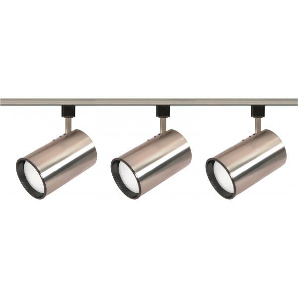 3 Light - R30 - Straight Cylinder Track Kit - 4 foot Track - Brushed Nickel