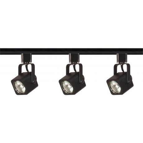 3 Light - MR16 - Square Track Kit - 4 foot Track - Line Voltage - Black