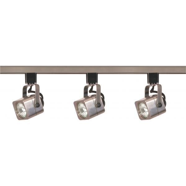 3 Light - MR16 - Square Track Kit - 4 foot Track - Line Voltage - Brushed Nickel