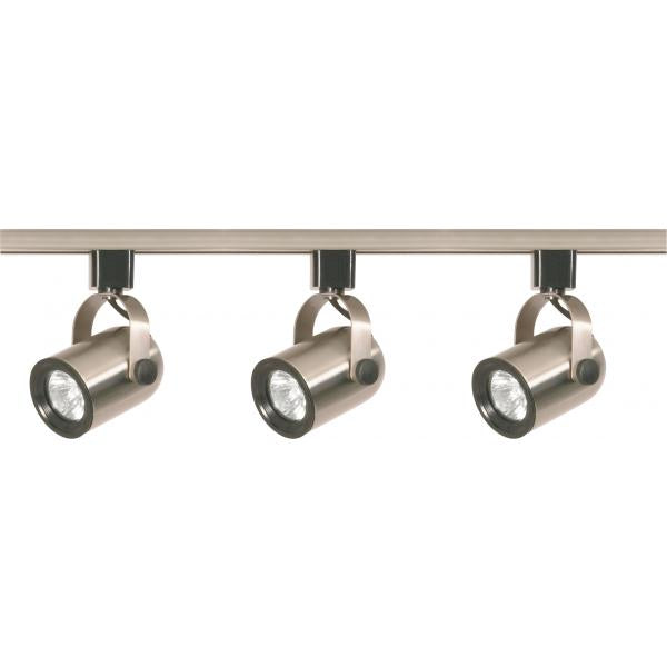 3 Light - MR16 - Round Back Track Kit - 4 foot Track - Line Voltage - Brushed Nickel