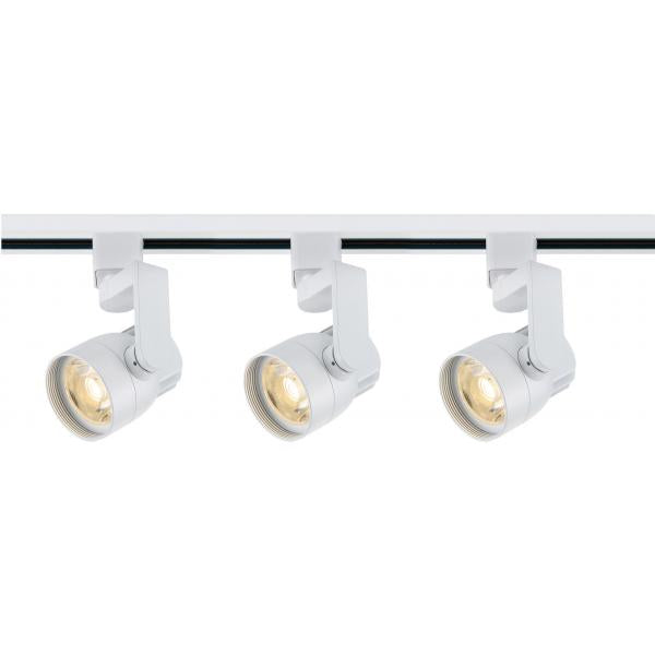 Track Lighting Kit - 12 Watt LED - 3000K - 4 foot Track - 36 degree - Round shape with angle arm - White finish