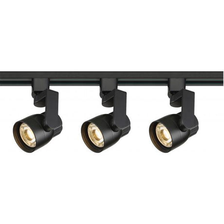 Track Lighting Kit - 12 Watt LED - 3000K - 4 foot Track - 36 degree - Round shape with angle arm - Black finish