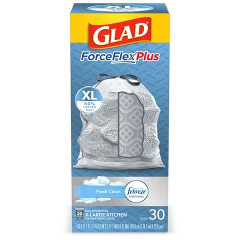 Glad Kitchen Pro 20 gal Fresh Scent Trash Bags Drawstring 30 pk 0.92 mil