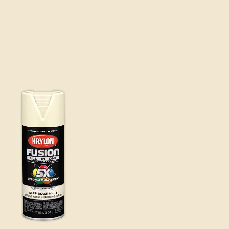 Krylon Fusion All-In-One Satin Dover White Paint+Primer Spray Paint 12 oz