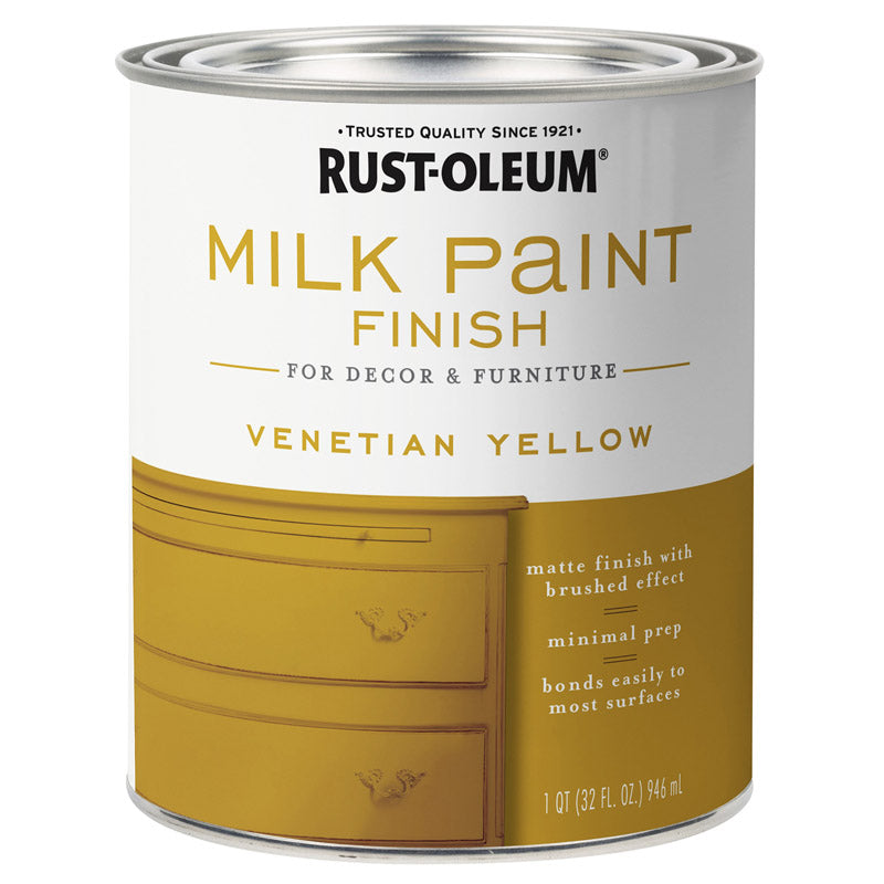 Rust-Oleum Matte Venetian Yellow Water-Based Acrylic Milk Paint 1 qt