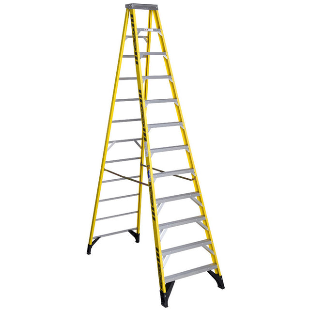 Werner 12 ft. H Fiberglass Step Ladder Type IAA 375 lb. capacity