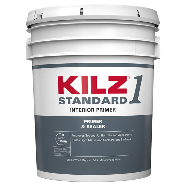 KILZ 1 Standard White Flat Water-Based Acrylic Primer and Sealer 5 gal