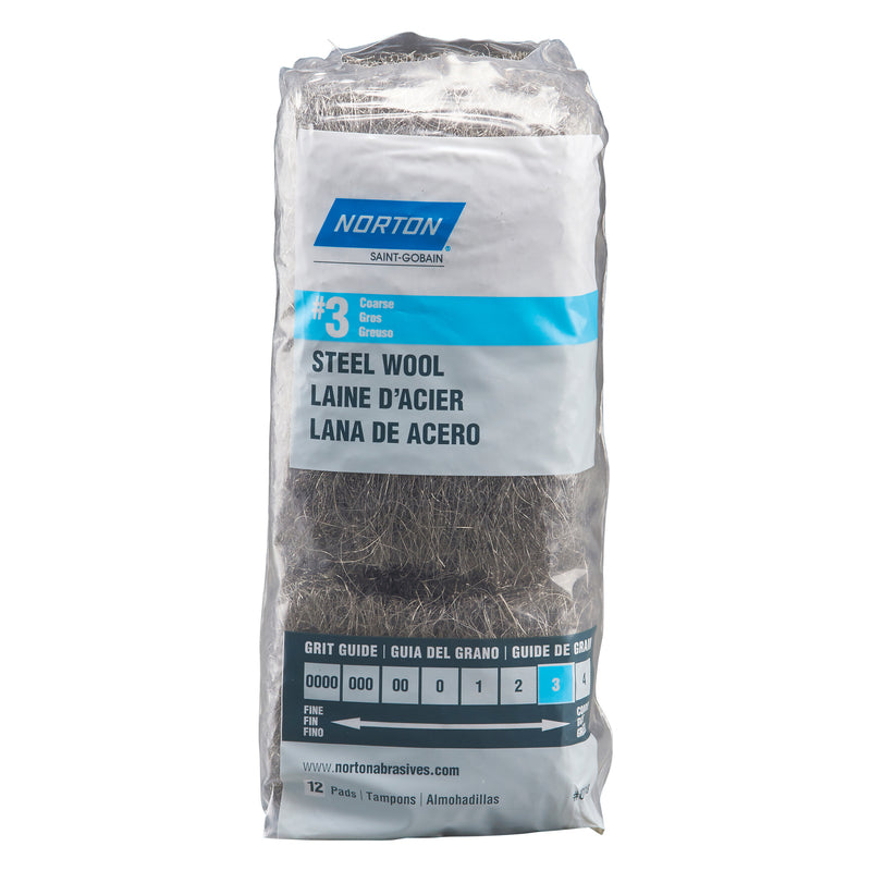 Norton 3 Grade Coarse Steel Wool Pad 12 pk