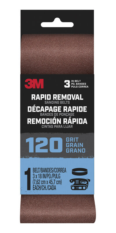 3M Rapid Removal 18 in. L X 3 in. W Aluminum Oxide Sanding Belt 120 Grit 1 pc