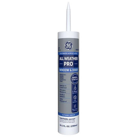 GE All Weather Pro White Acrylic Latex Window and Door Caulk Sealant 10.1 oz
