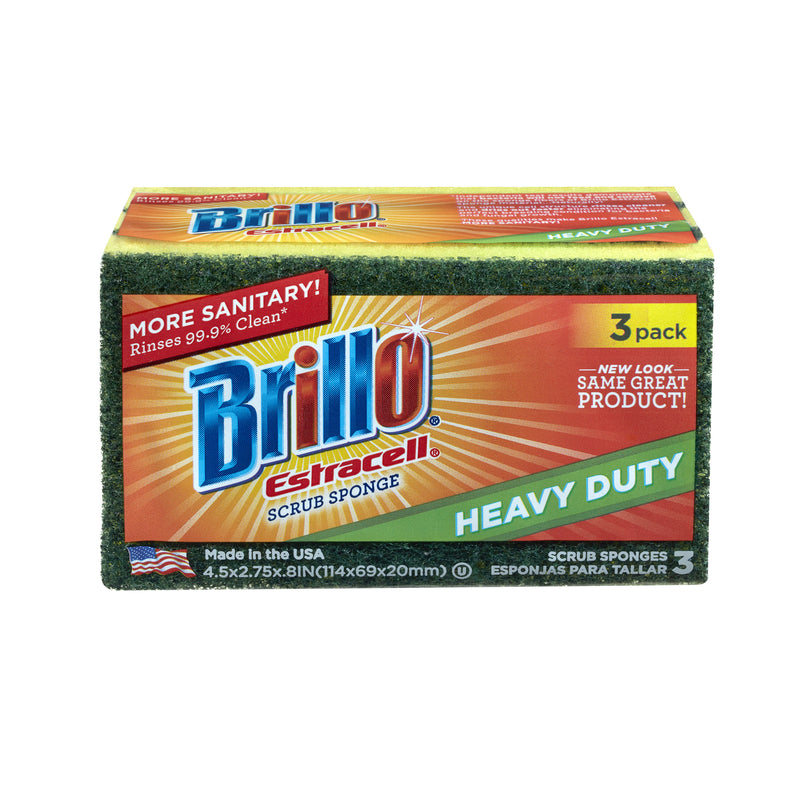 Brillo Estracell Heavy Duty Scrubber Sponge For All Purpose 4.5 in. L 3 pc