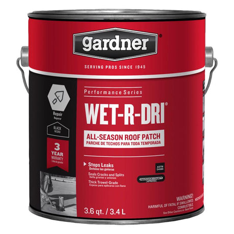 Gardner WET-R_DRI Gloss Black Patching Cement All-Weather Roof Cement 1 gal