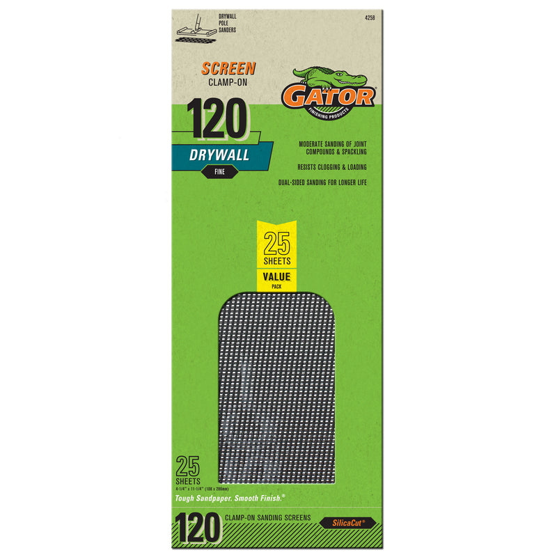 Gator 11 in. L X 4.25 in. W 120 Grit Silicon Carbide Drywall Sanding Screen 1 pk